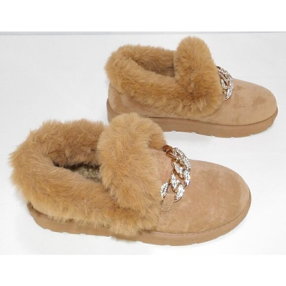 ROUGE HELIUM brown slip on shoes textile & faux fur woman's size 10 NEW, NO TAGS - Picture 5 of 9